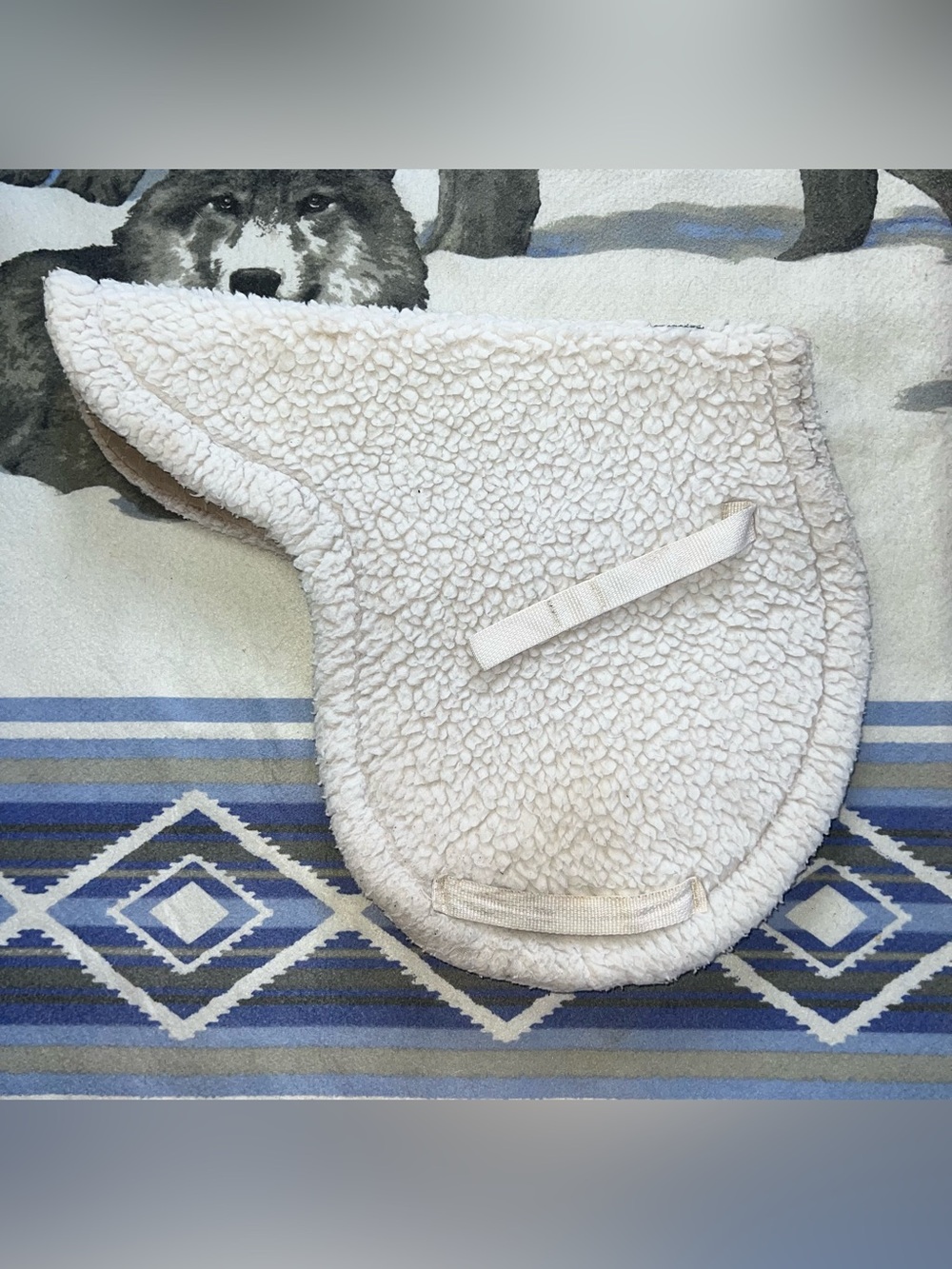 Wilkers White Fleece Show Saddle Pad Quilted Underside